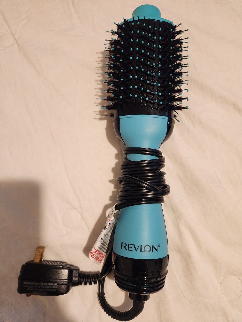 Huge Revlon Teal Blue Hot Air Round Brush - Styling & Shine